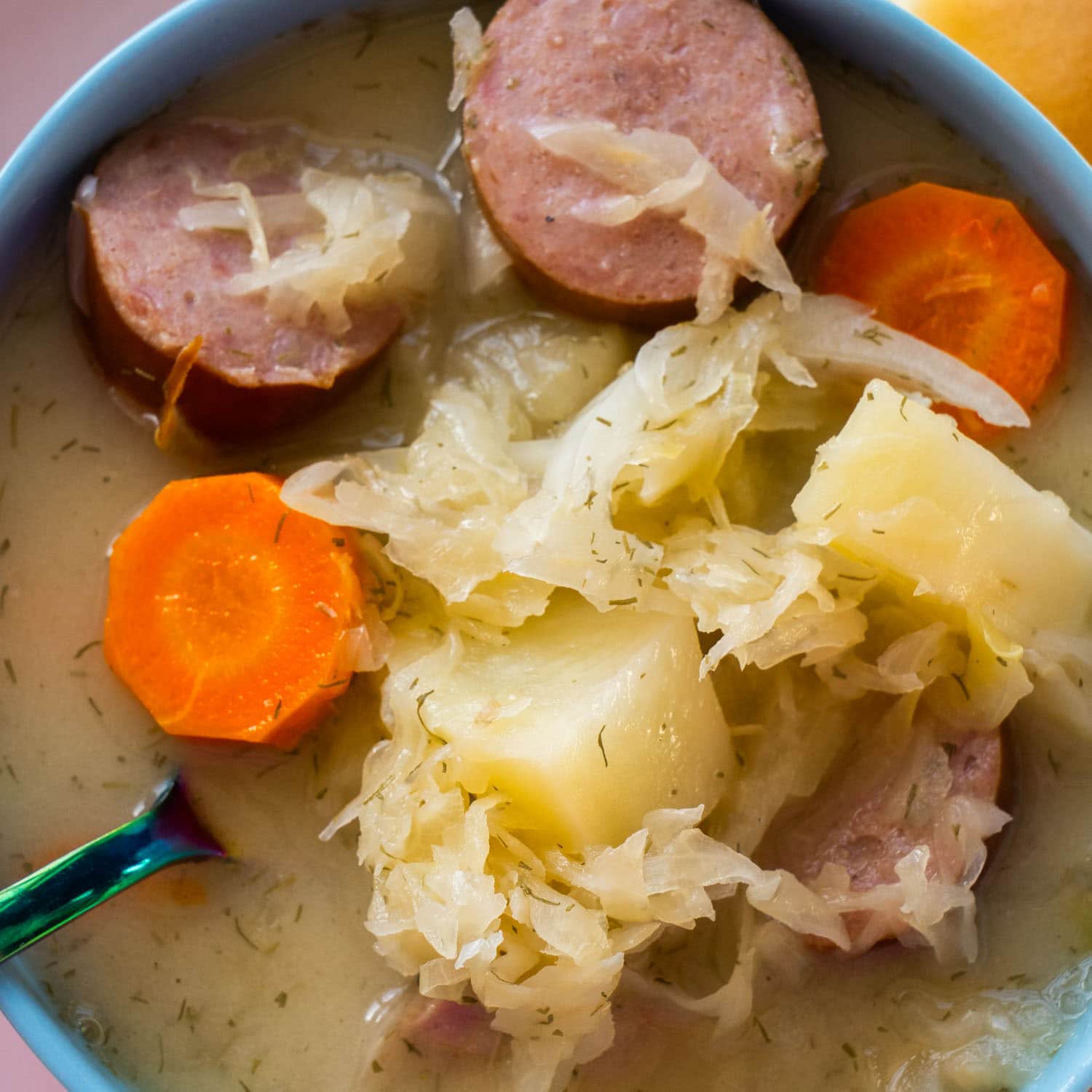 Quick Crockpot Sauerkraut Sausage Soup: 5-Hour Meal Prep